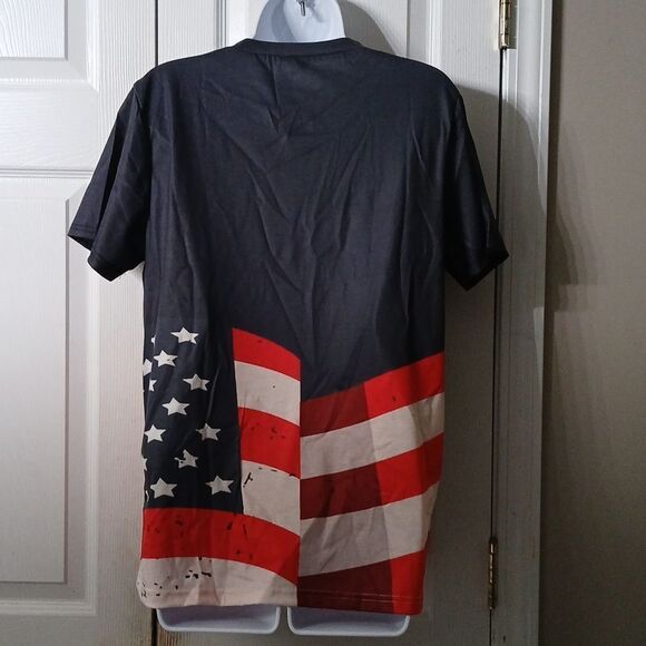 Patriotic american flag July 4th short sleeve shirt  Sz M - Picture 4 of 5
